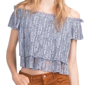 Zara Lavender Lace Off the Shoulder Top